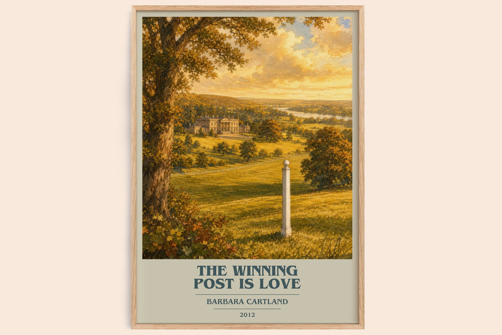 The Winning Post Is Love book cover book poster by Barbara Cartland – framed literary art print