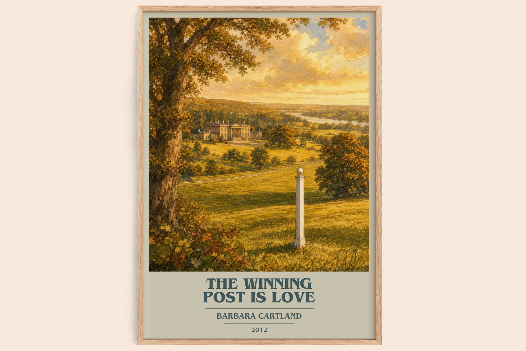 The Winning Post Is Love book cover book poster by Barbara Cartland – framed literary art print