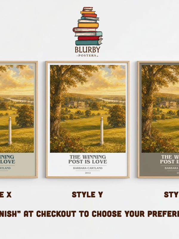 The Winning Post Is Love book cover print in frame leaning in hallway – romance wall art