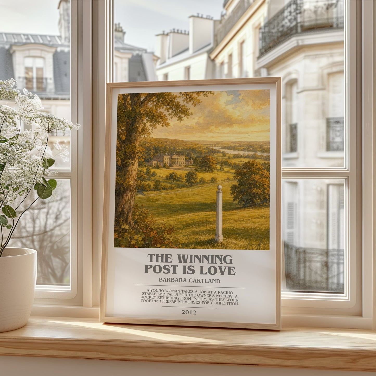 The Winning Post Is Love bookish poster colour and style options – Barbara Cartland book art