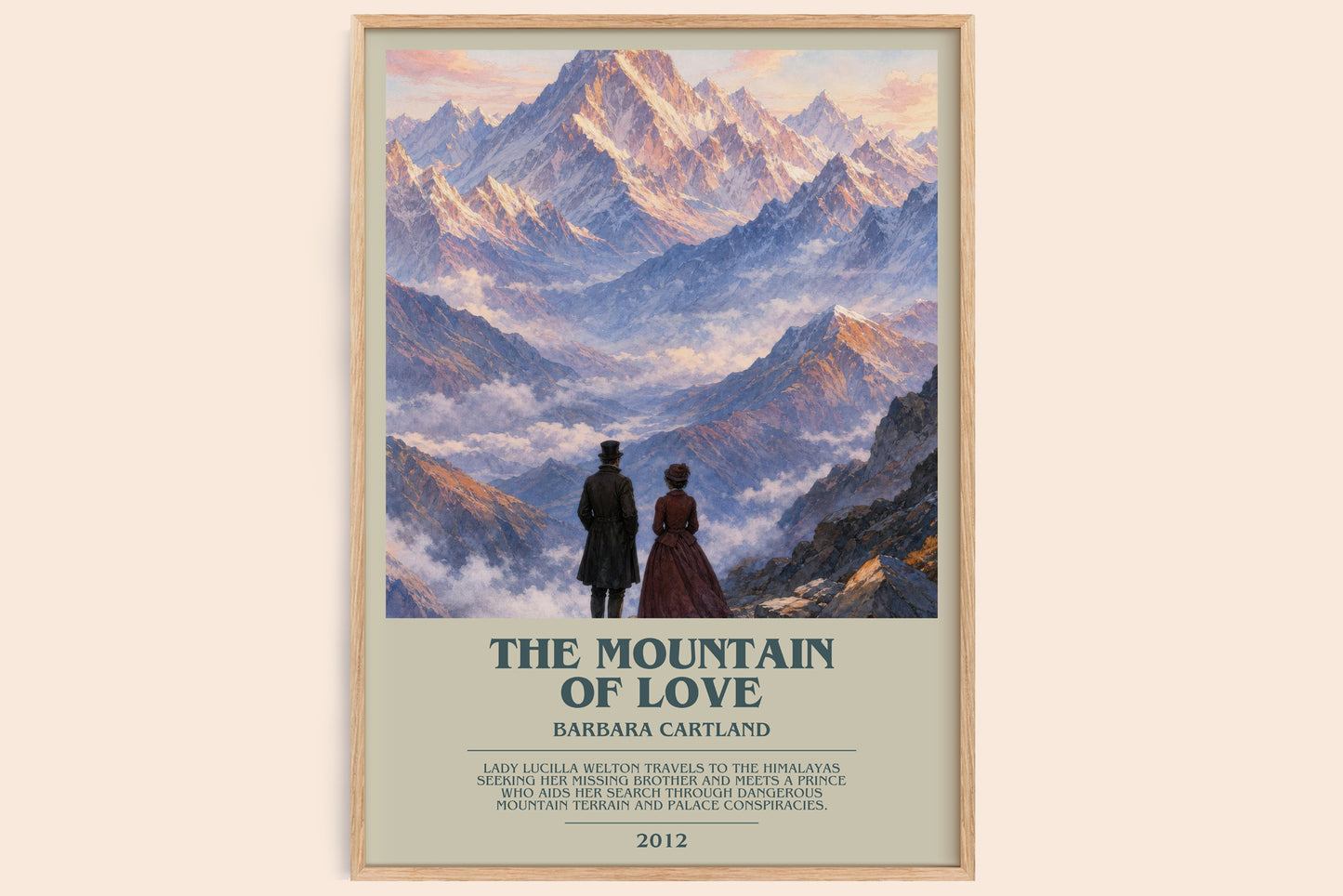 The Mountain Of Love bookish book poster by Barbara Cartland – framed literary art print