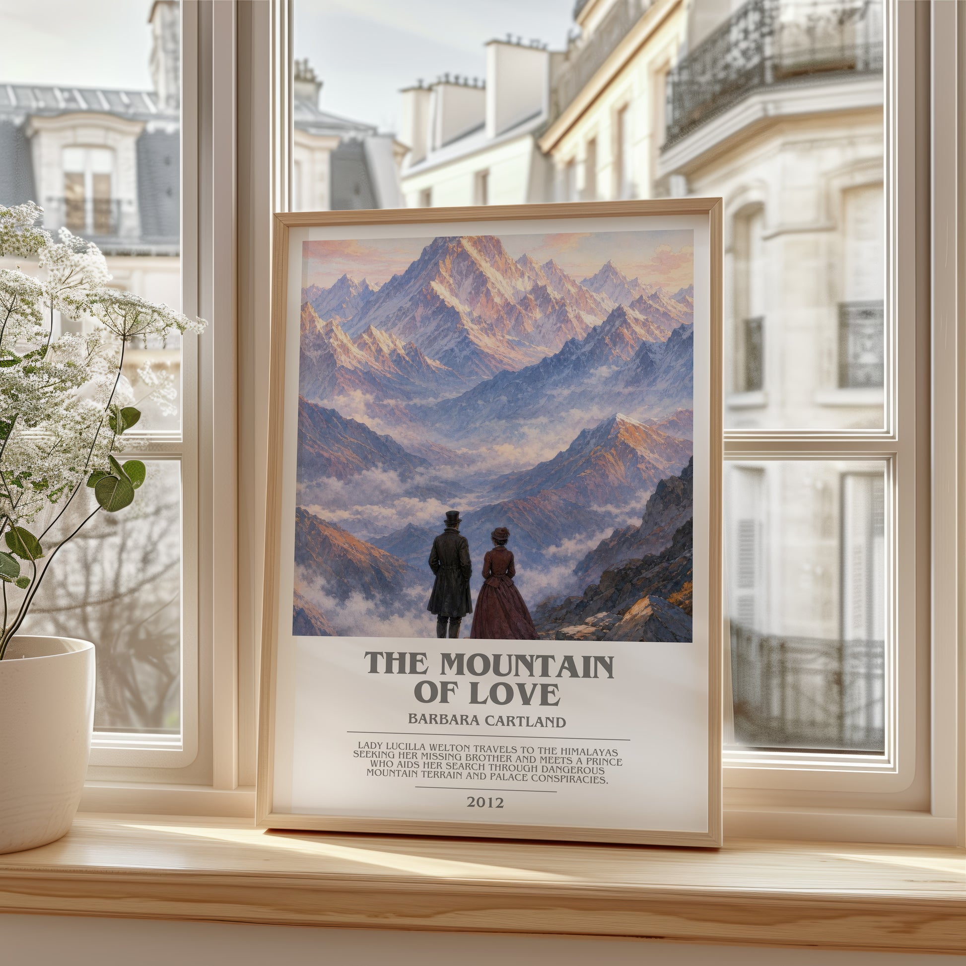 The Mountain Of Love bookish poster colour and style options – Barbara Cartland book art