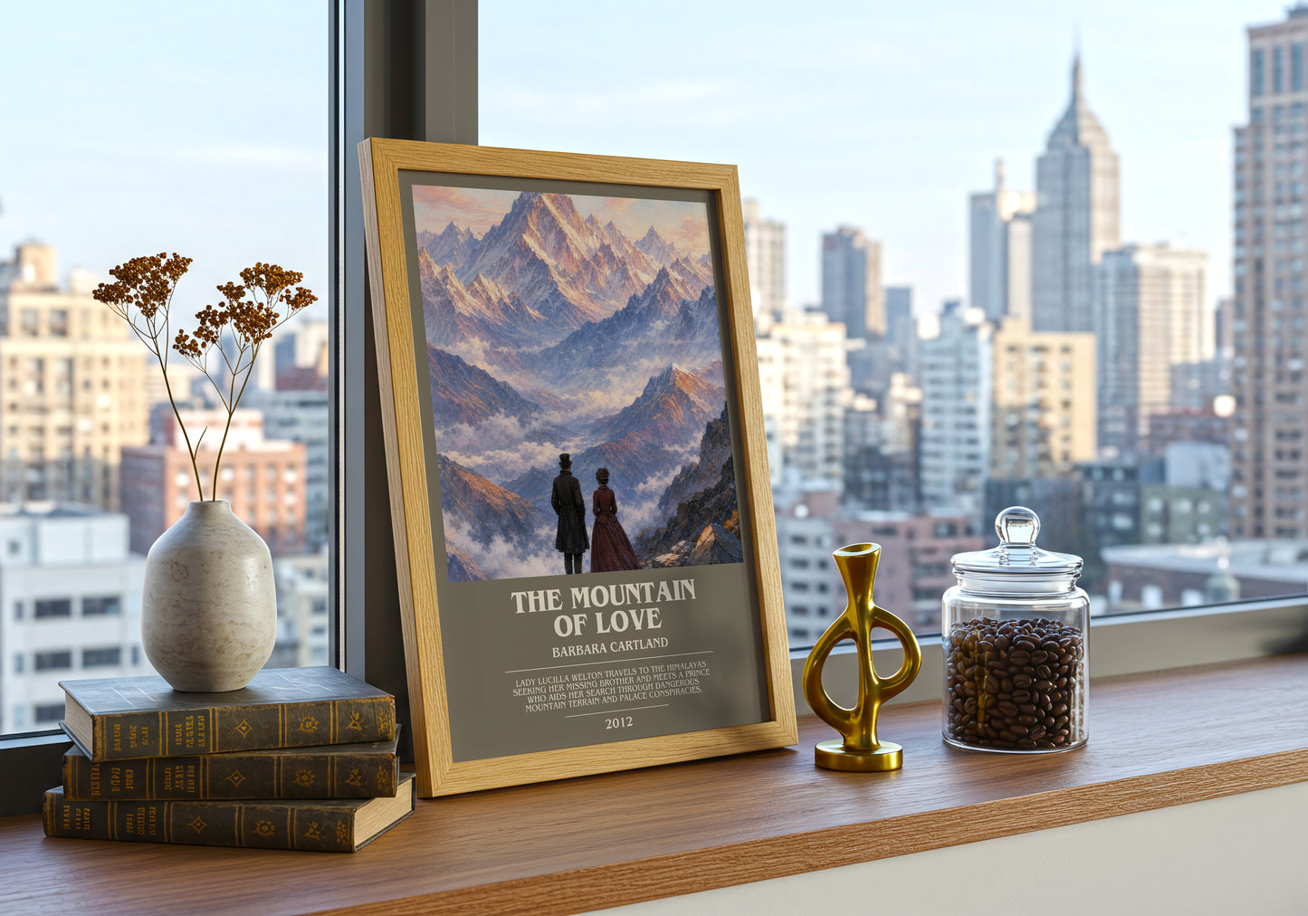 The Mountain Of Love bookish print framed by window – literary home decor