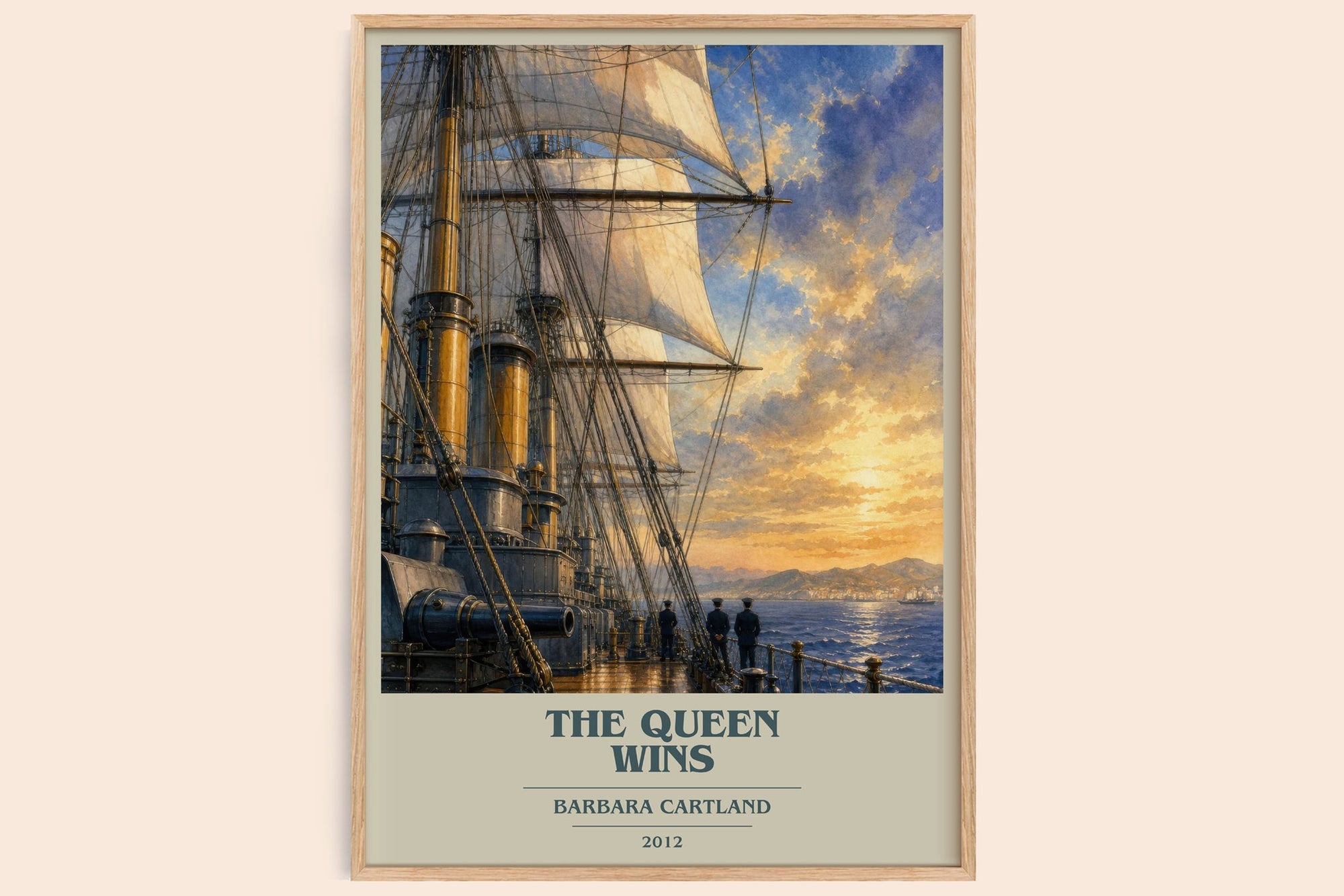 The Queen Wins book cover book poster by Barbara Cartland – framed literary art print