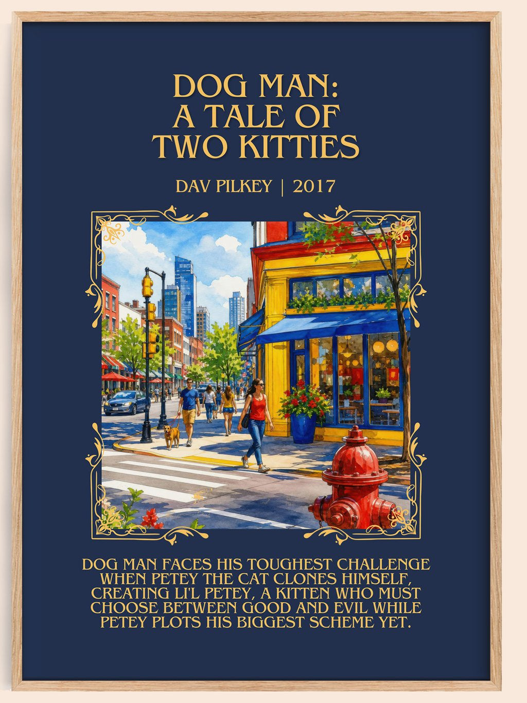 Dog Man: A Tale of Two Kitties Minimalist Book Poster by Dav Pilkey – book poster