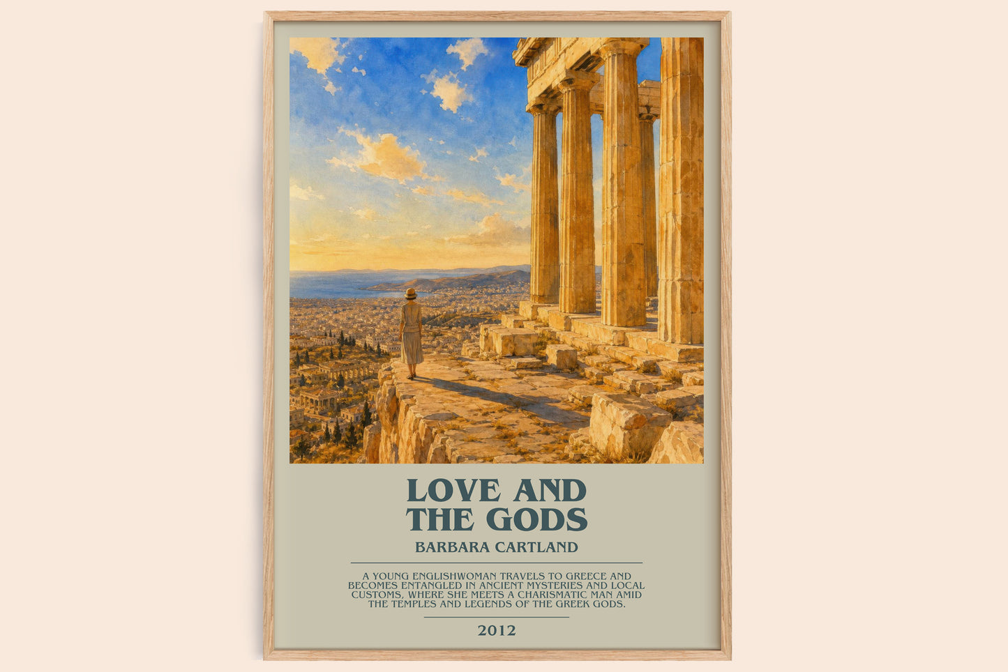 Love And The Gods bookish book poster by Barbara Cartland – framed literary art print