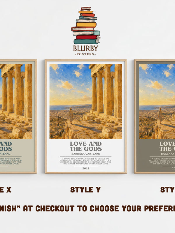 Love And The Gods bookish print in frame leaning in hallway – romance wall art