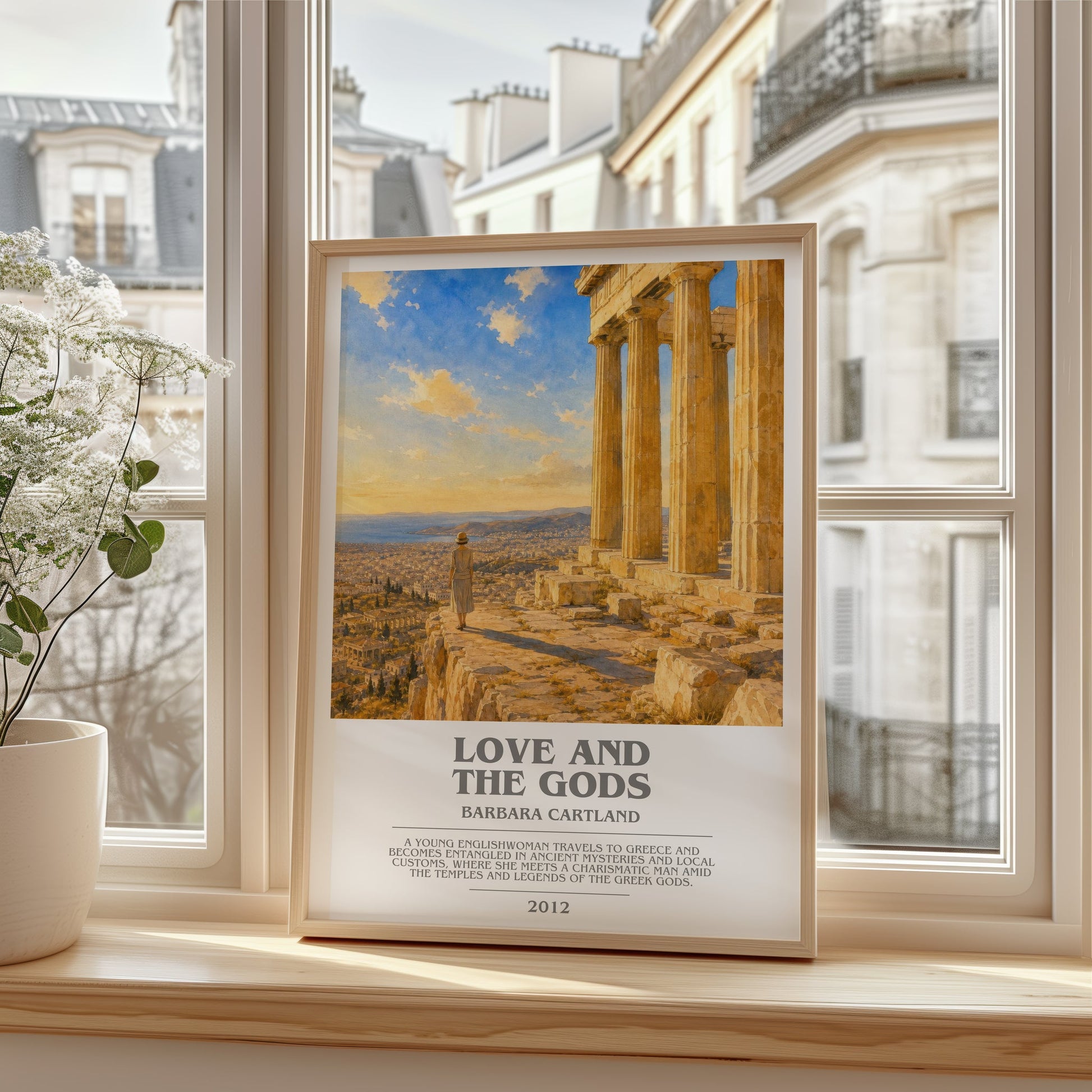 Love And The Gods bookish poster colour and style options – Barbara Cartland book art