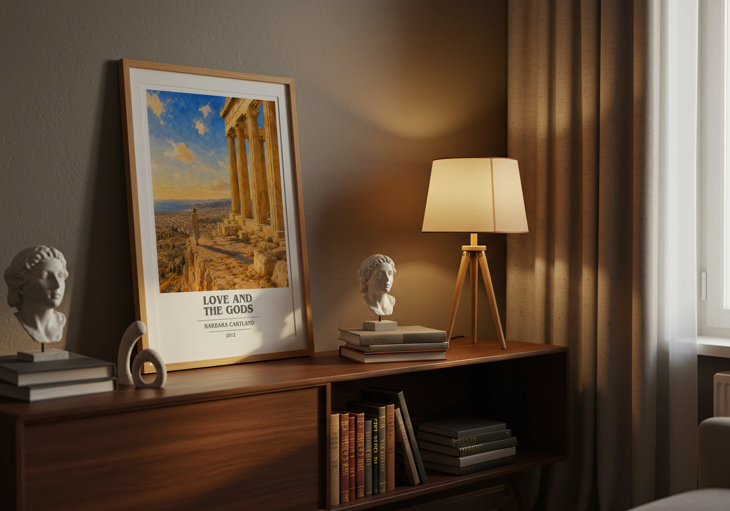 Love And The Gods book cover book poster framed on wall – romance wall art