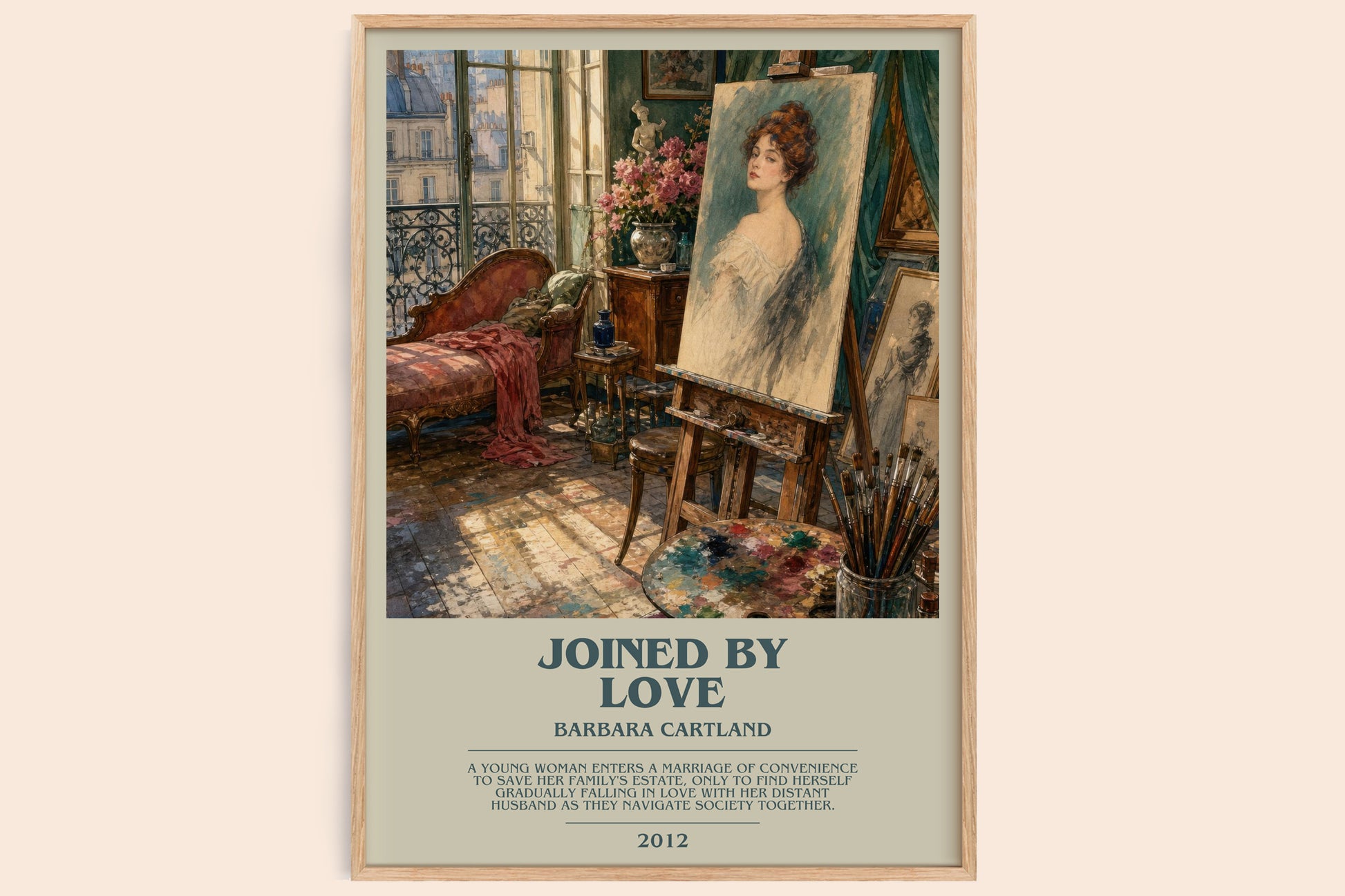 Joined By Love bookish book poster by Barbara Cartland – framed literary art print