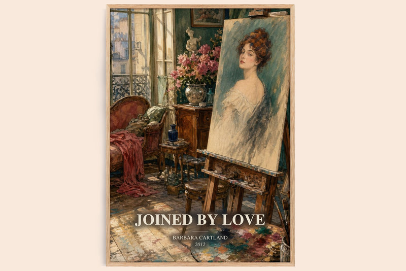 Joined By Love watercolour book poster by Barbara Cartland – framed literary art print