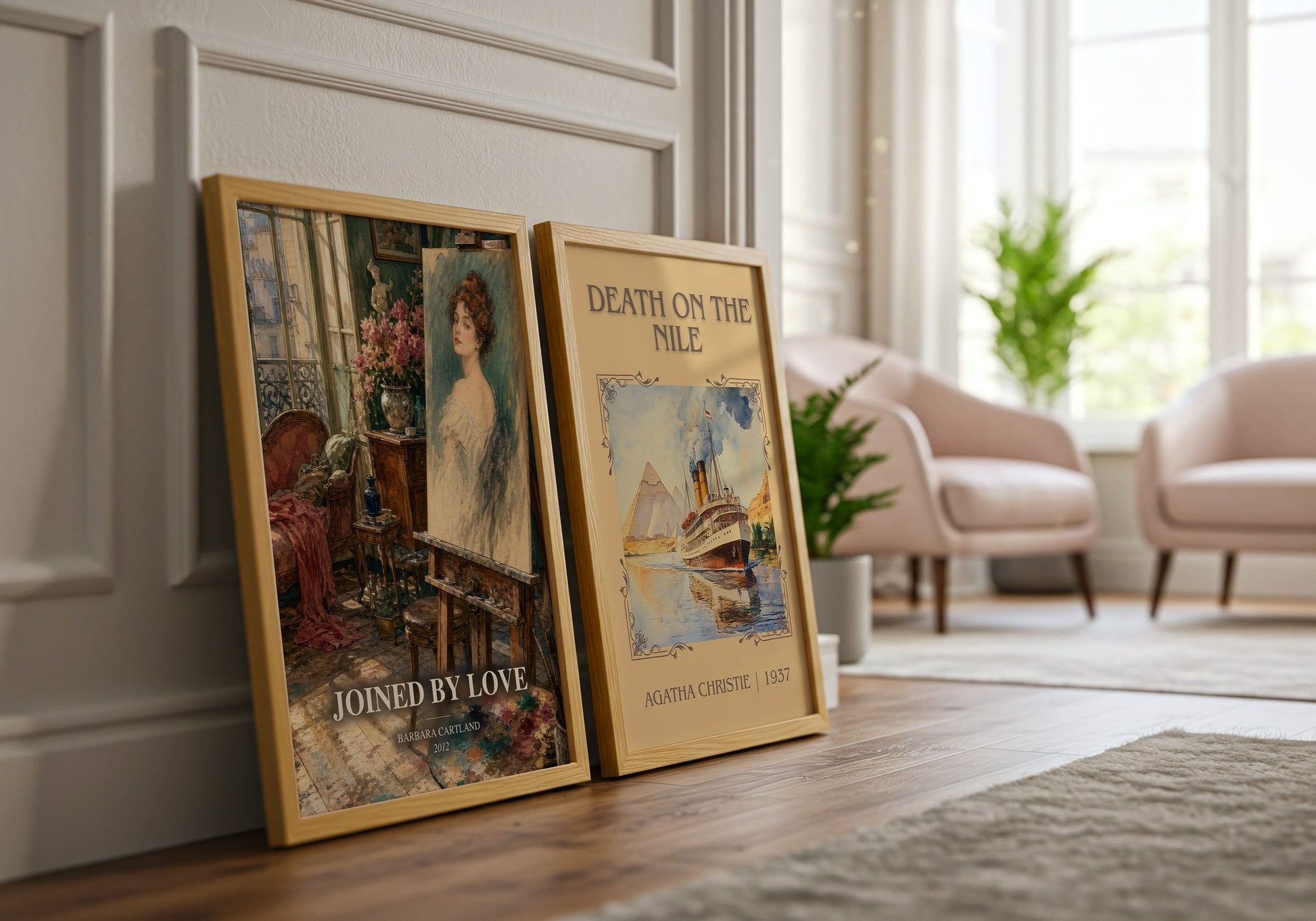 Joined By Love watercolour print framed by window – literary home decor