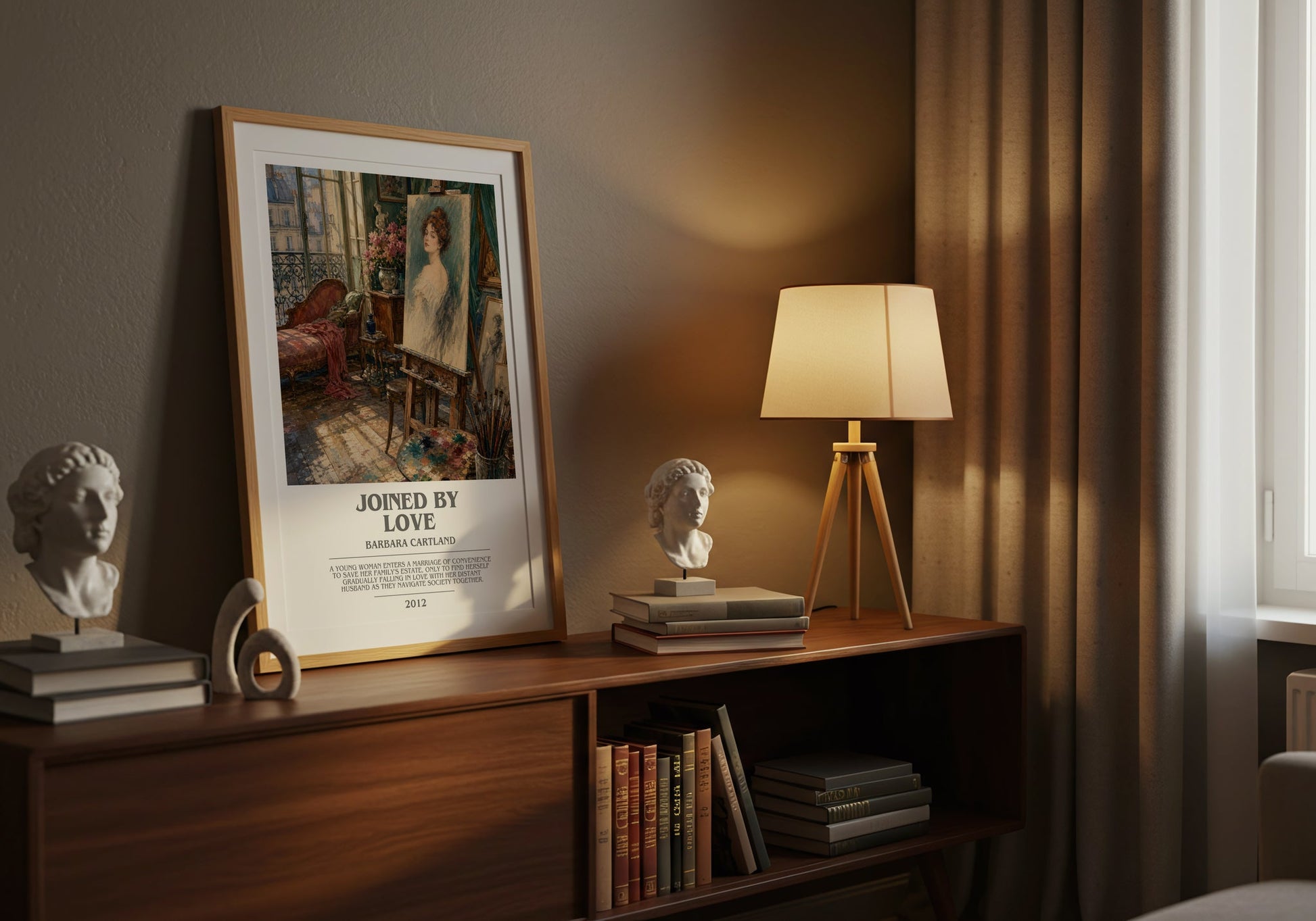 Joined By Love bookish book poster framed on wall – romance wall art