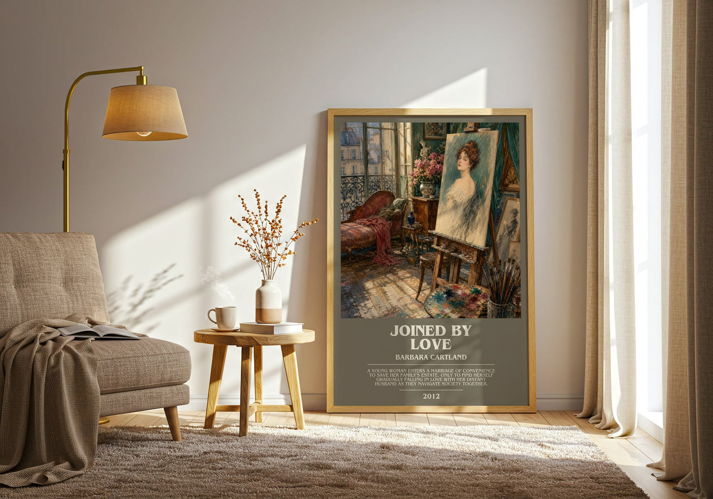 Joined By Love bookish print on bookshelf – Barbara Cartland fan gift
