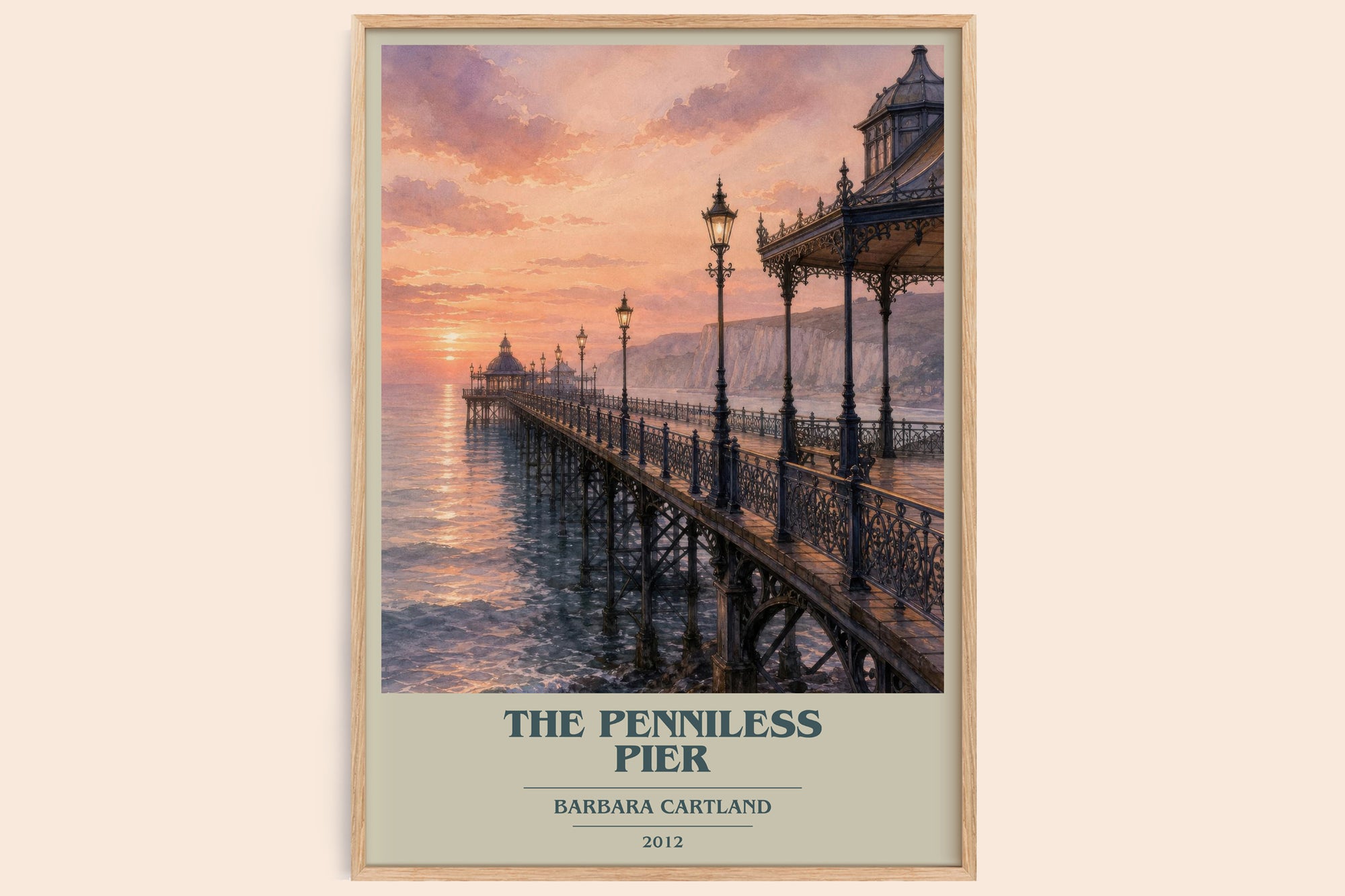 The Penniless Pier book cover book poster by Barbara Cartland – framed literary art print
