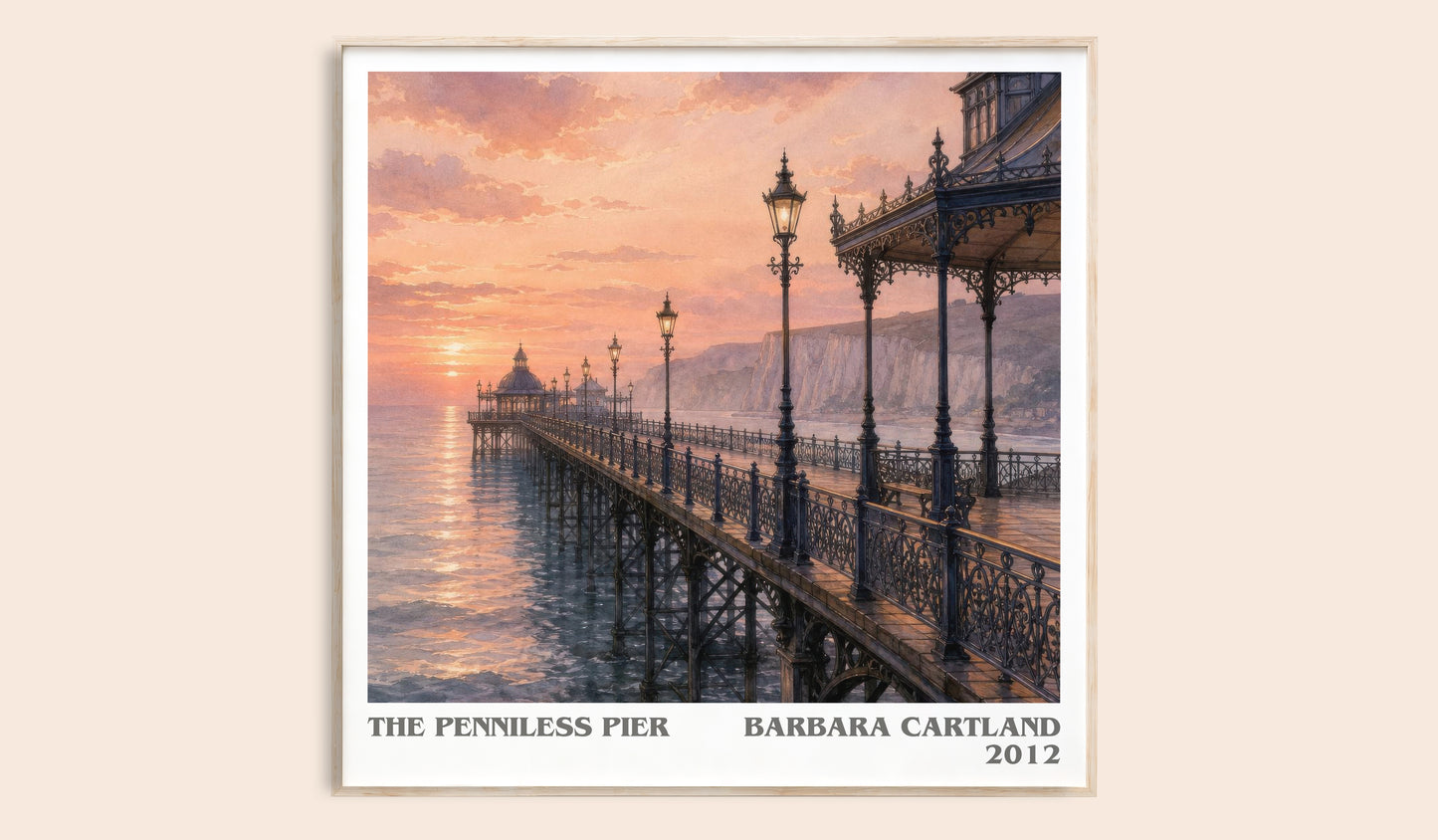 The Penniless Pier literary book poster by Barbara Cartland – framed literary art print