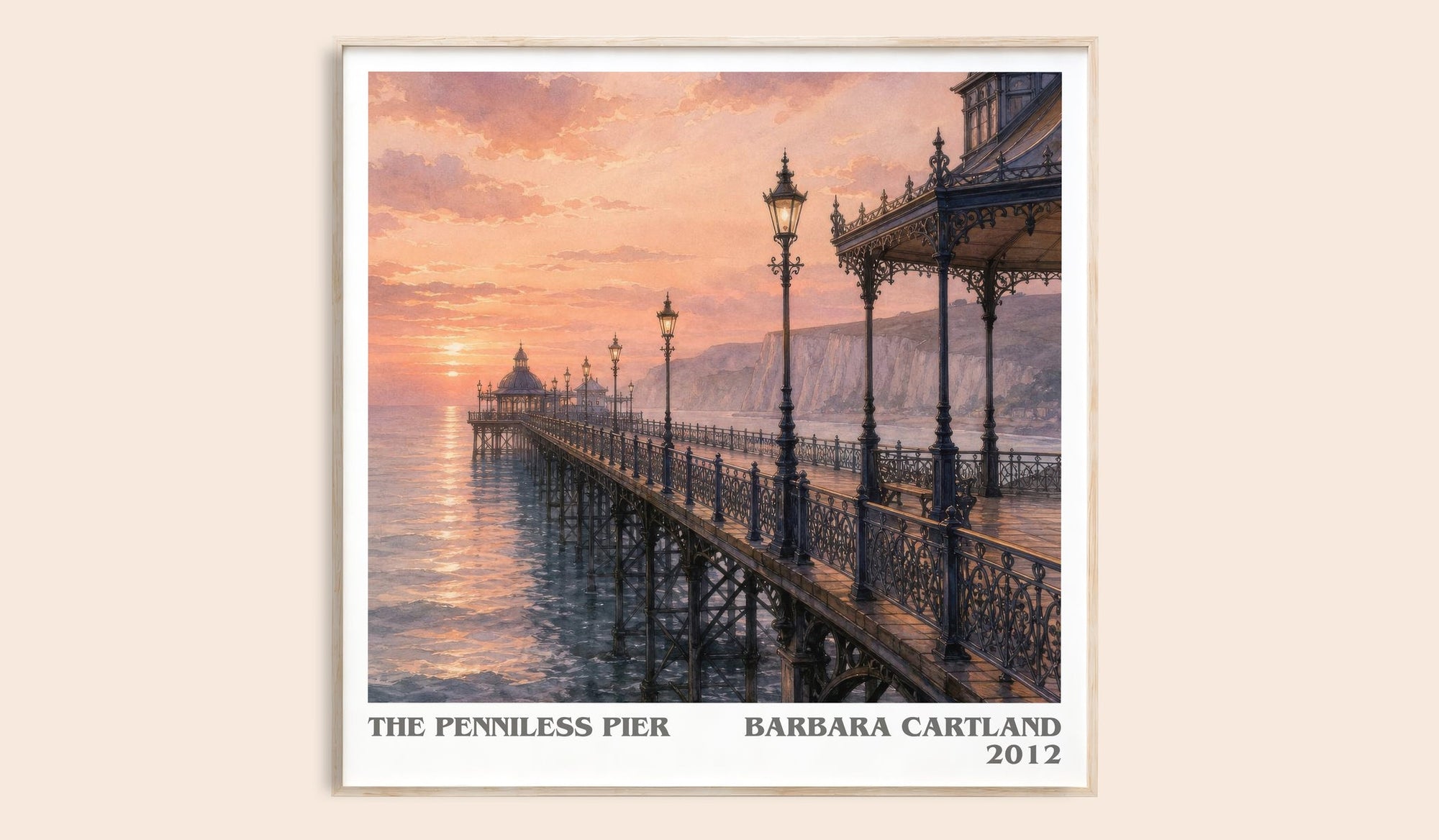 The Penniless Pier literary book poster by Barbara Cartland – framed literary art print