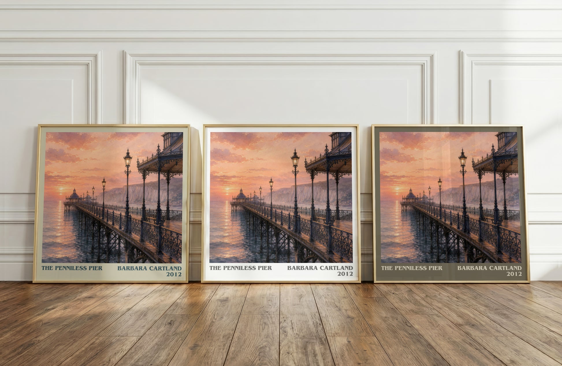The Penniless Pier literary art print colour and style options – Barbara Cartland book art