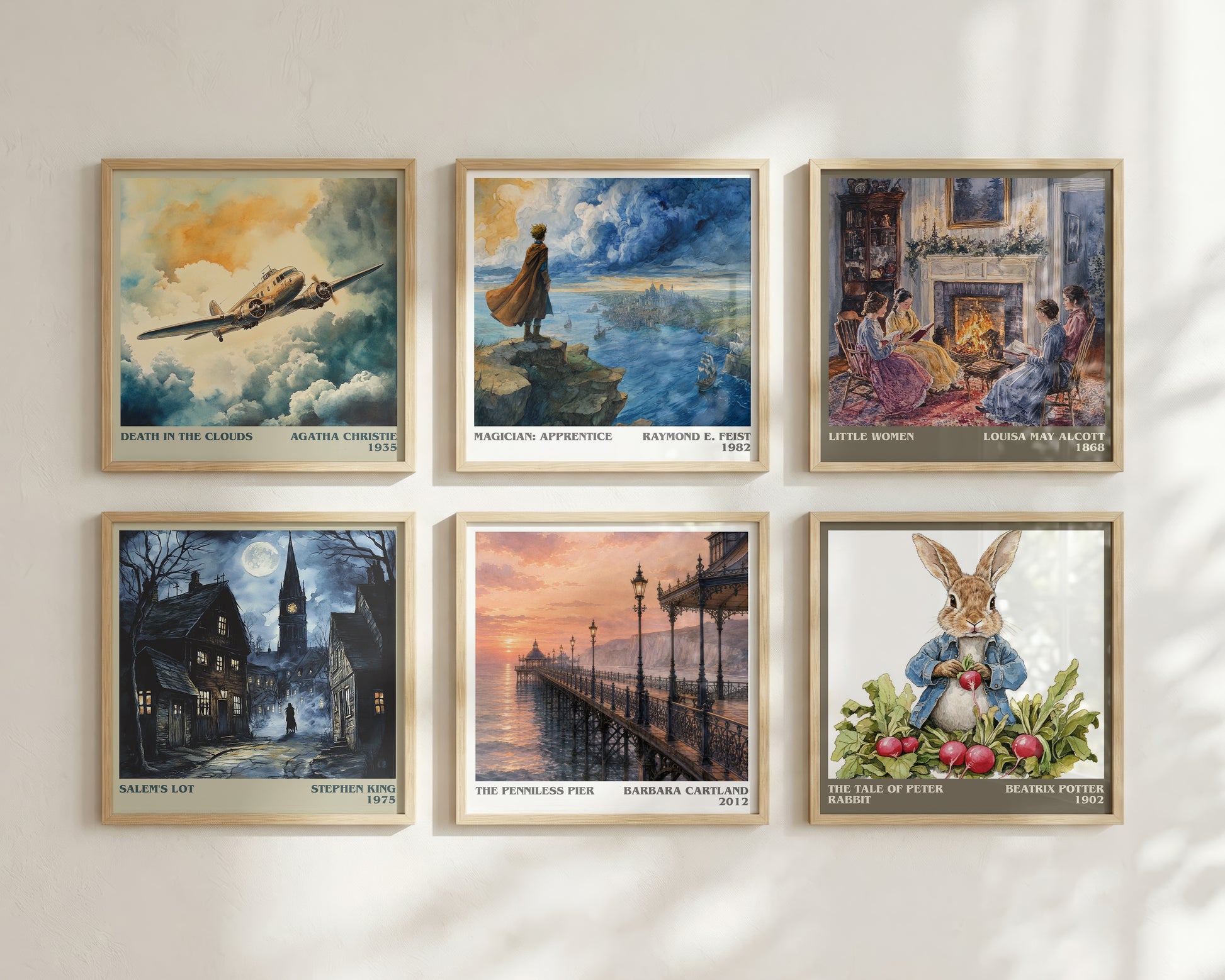 The Penniless Pier literary print framed by window – literary home decor