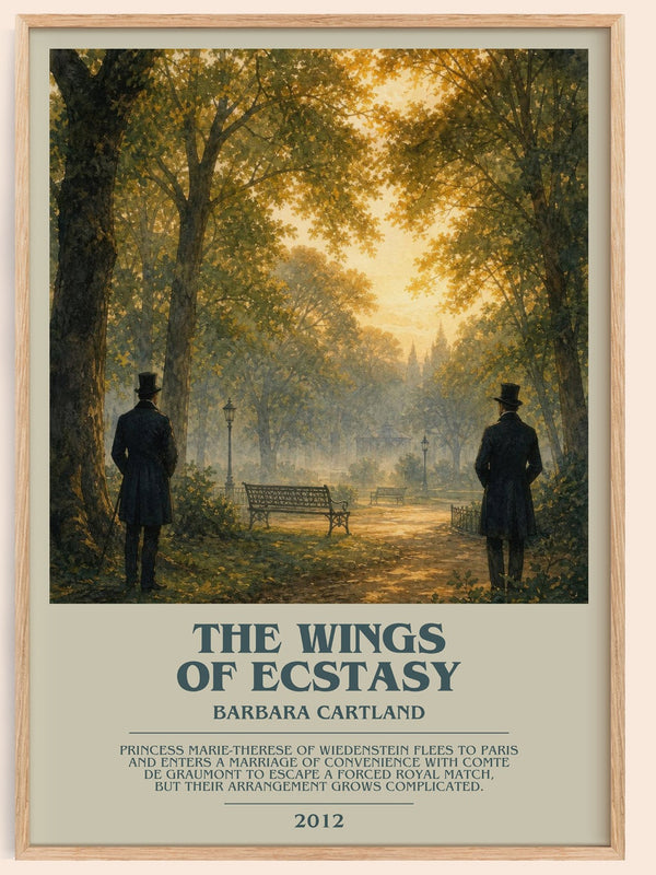 The Wings Of Ecstasy bookish book poster by Barbara Cartland – framed literary art print