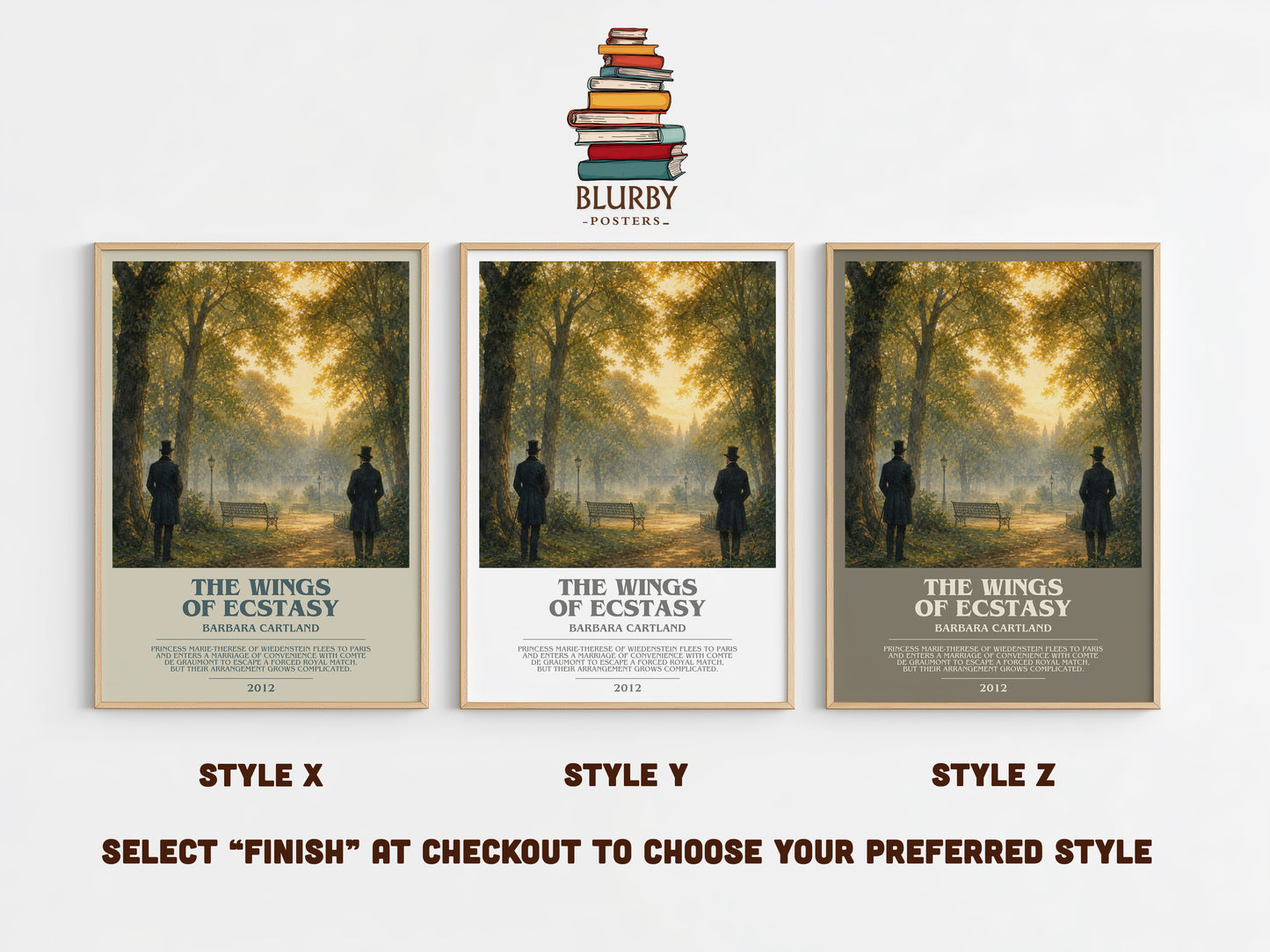 The Wings Of Ecstasy bookish print in frame leaning in hallway – romance wall art