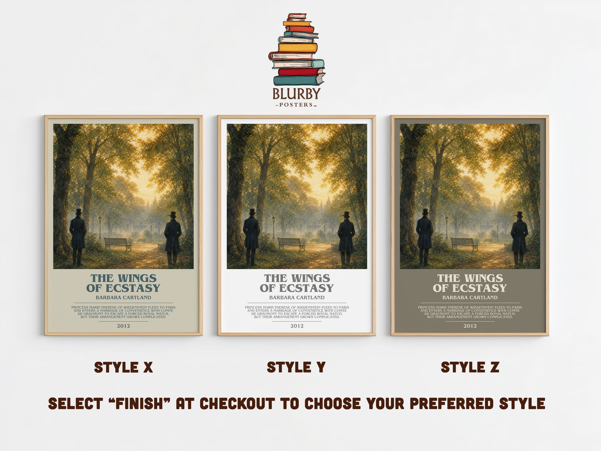 The Wings Of Ecstasy bookish print in frame leaning in hallway – romance wall art