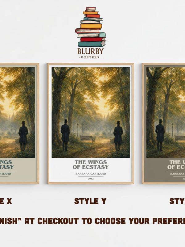 The Wings Of Ecstasy book cover print in frame leaning in hallway – romance wall art