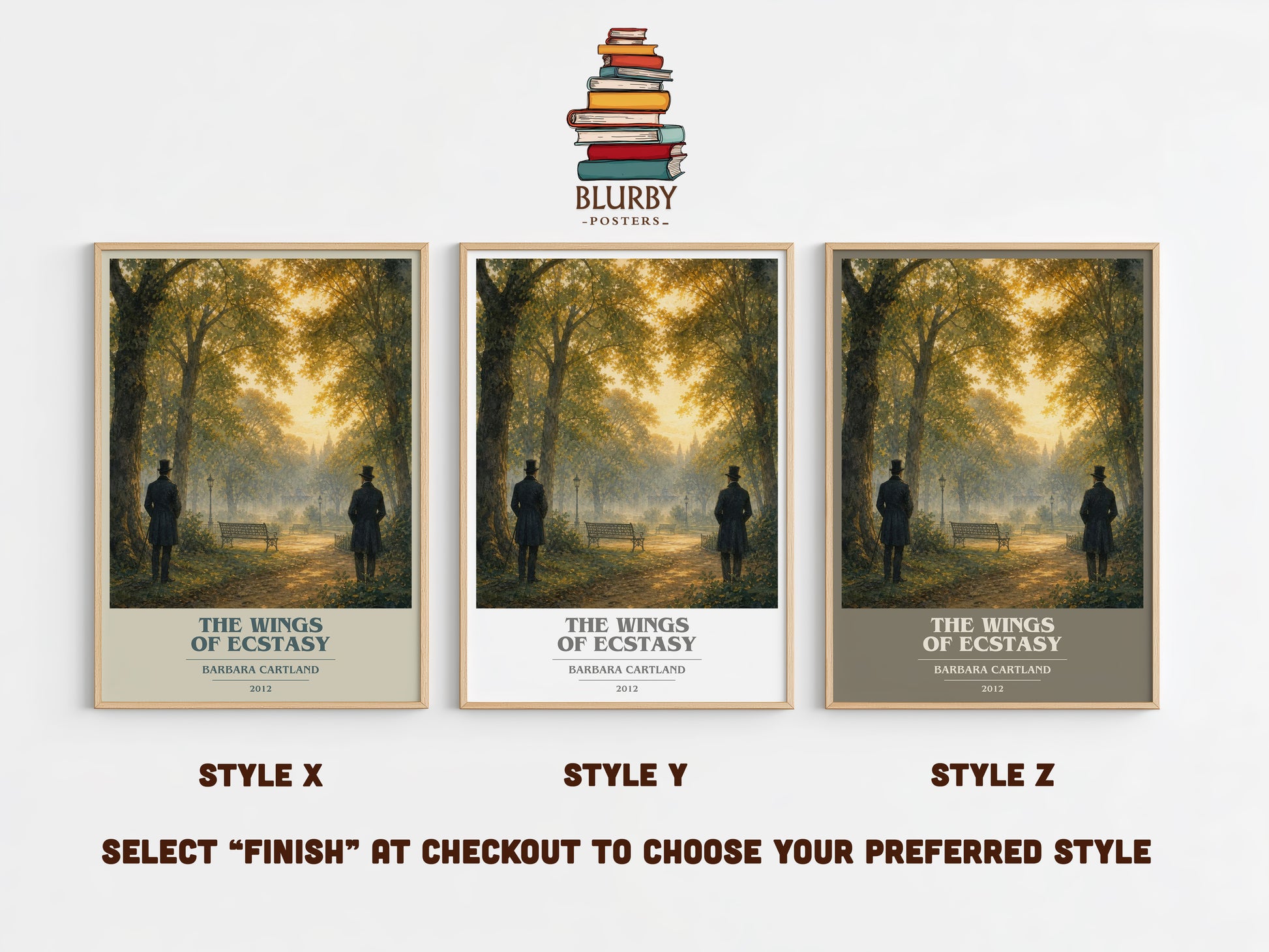 The Wings Of Ecstasy book cover print in frame leaning in hallway – romance wall art