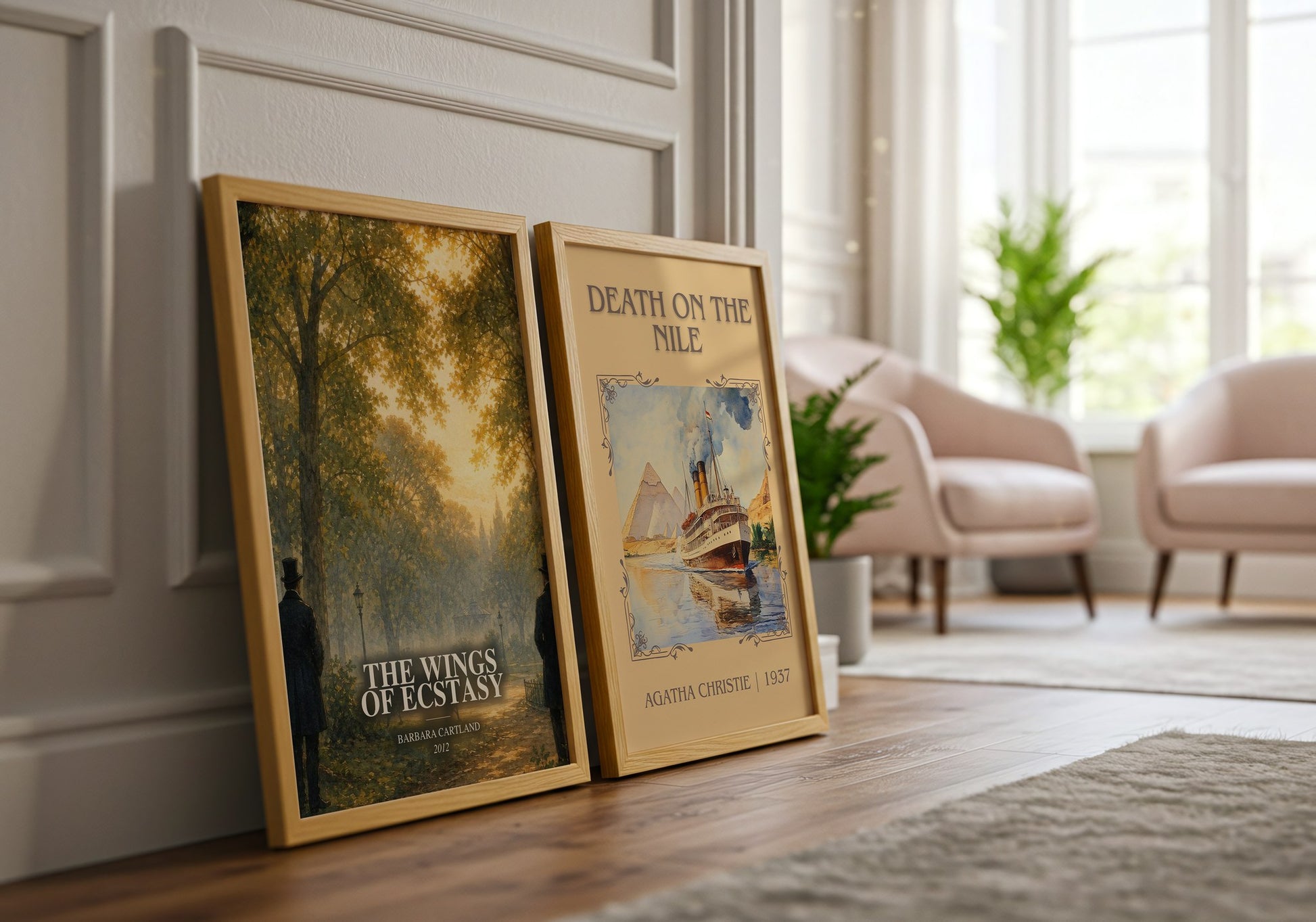 The Wings Of Ecstasy watercolour print framed by window – literary home decor