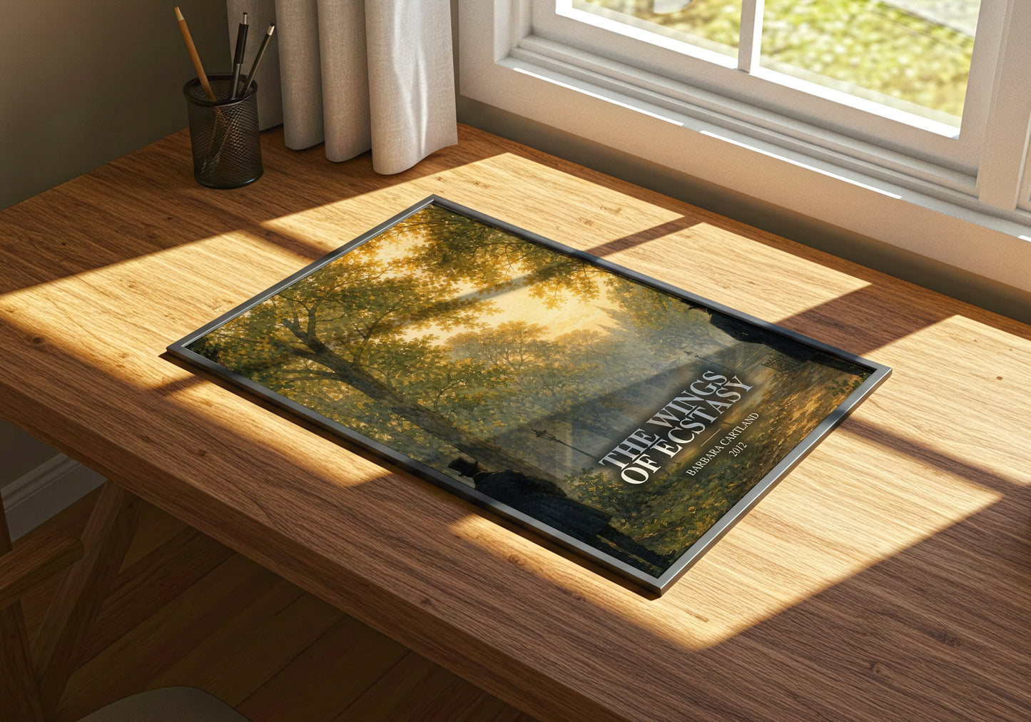 The Wings Of Ecstasy watercolour book poster framed on wall – romance wall art