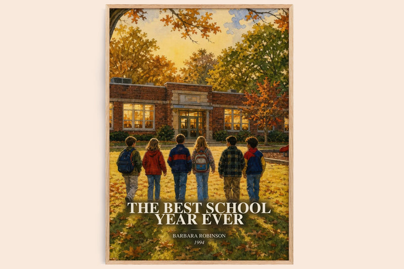 The Best School Year Ever watercolour book poster by Barbara Robinson – framed literary art print