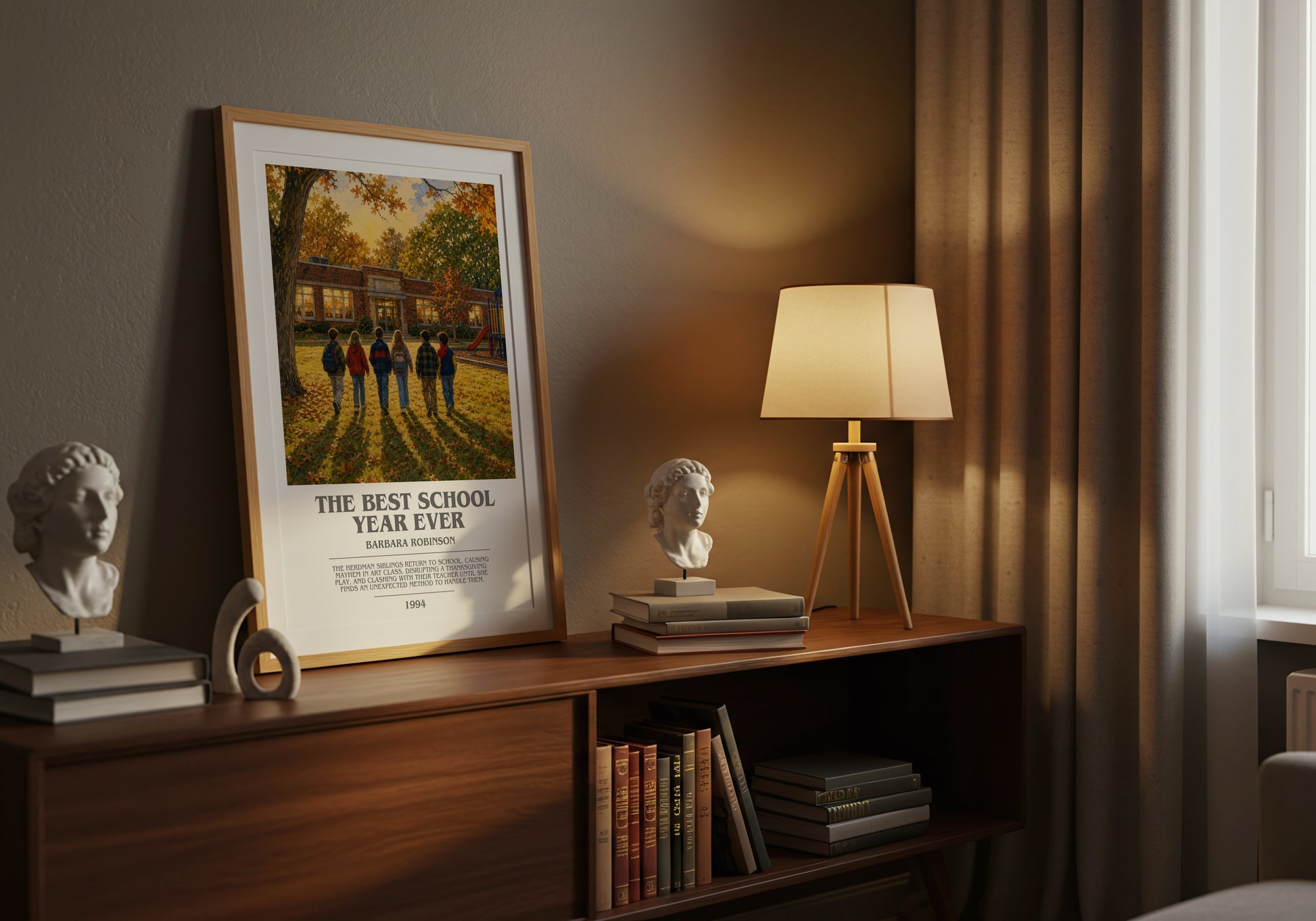 The Best School Year Ever bookish book poster framed on wall – childrens wall art