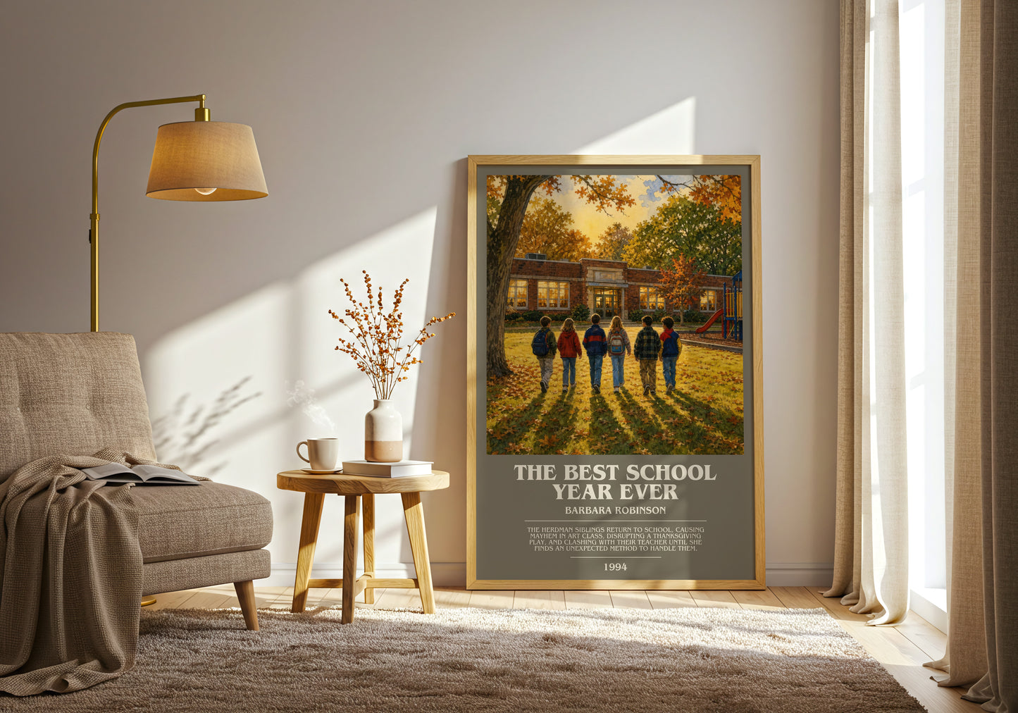 The Best School Year Ever bookish print on bookshelf – Barbara Robinson fan gift