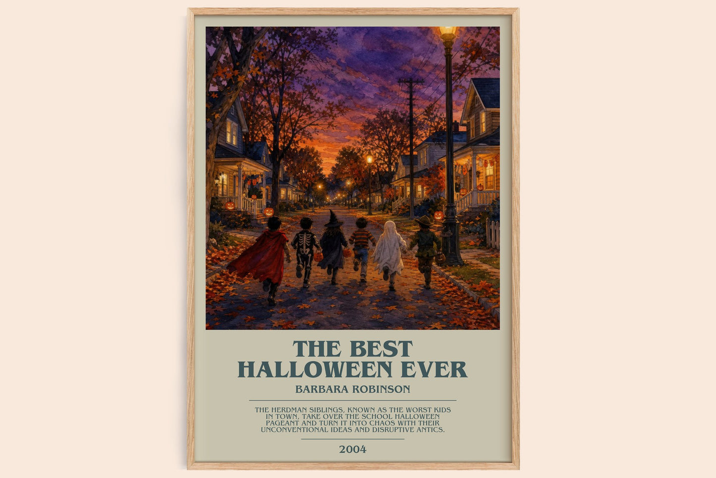 The Best Halloween Ever bookish book poster by Barbara Robinson – framed literary art print