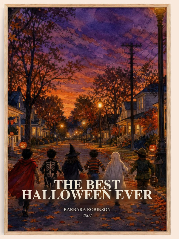 The Best Halloween Ever watercolour book poster by Barbara Robinson – framed literary art print