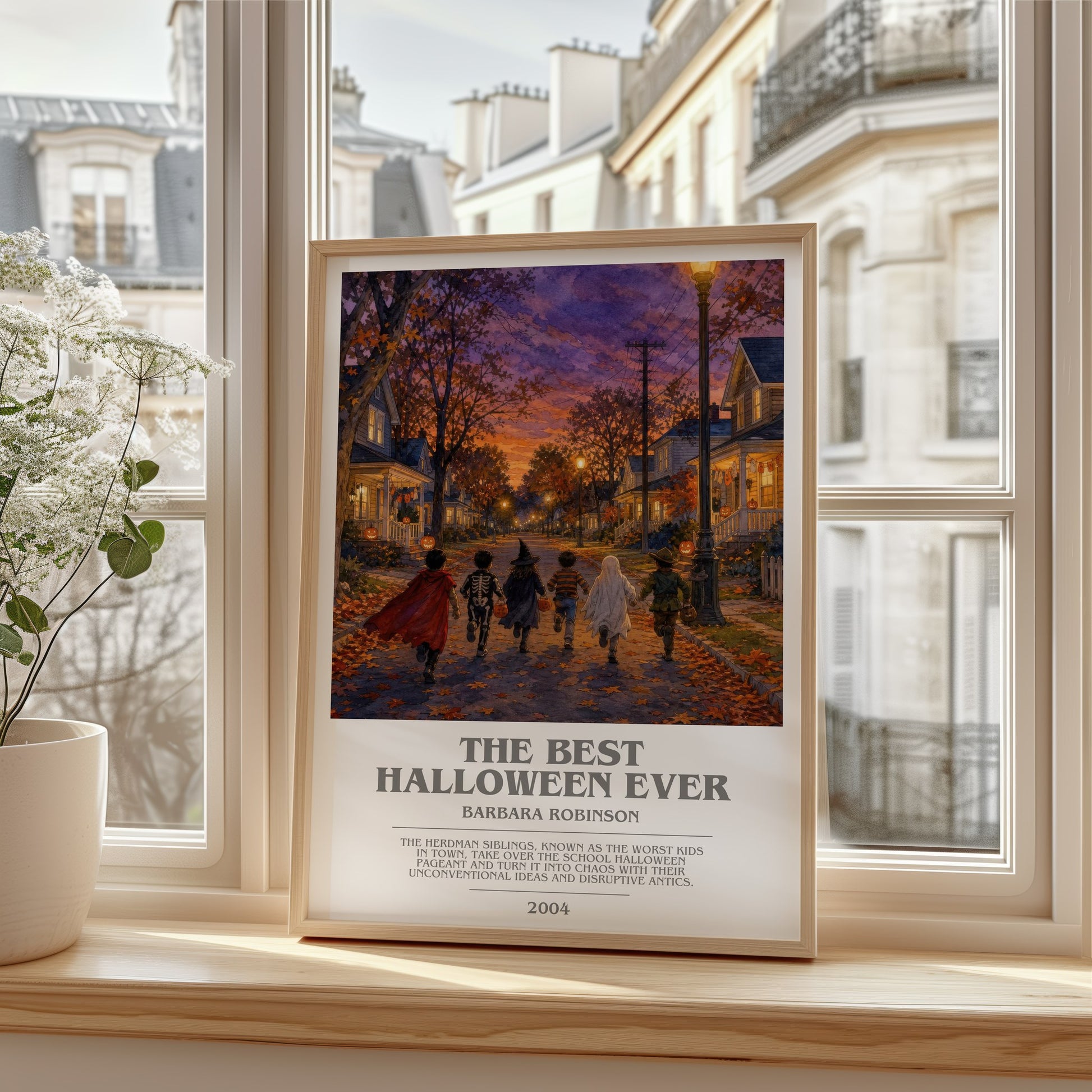 The Best Halloween Ever bookish poster colour and style options – Barbara Robinson book art