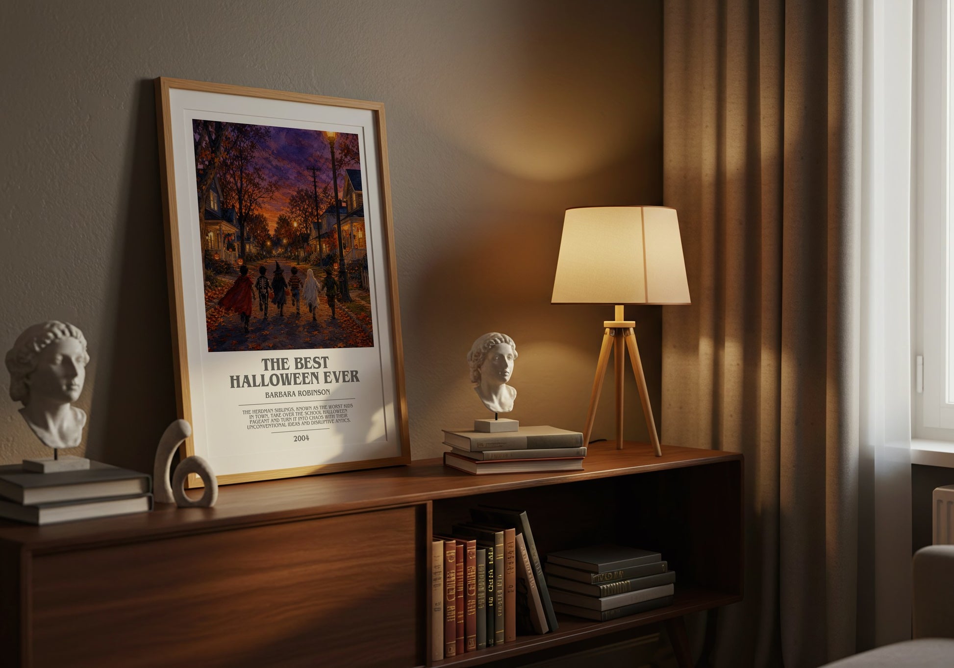 The Best Halloween Ever bookish book poster framed on wall – childrens wall art