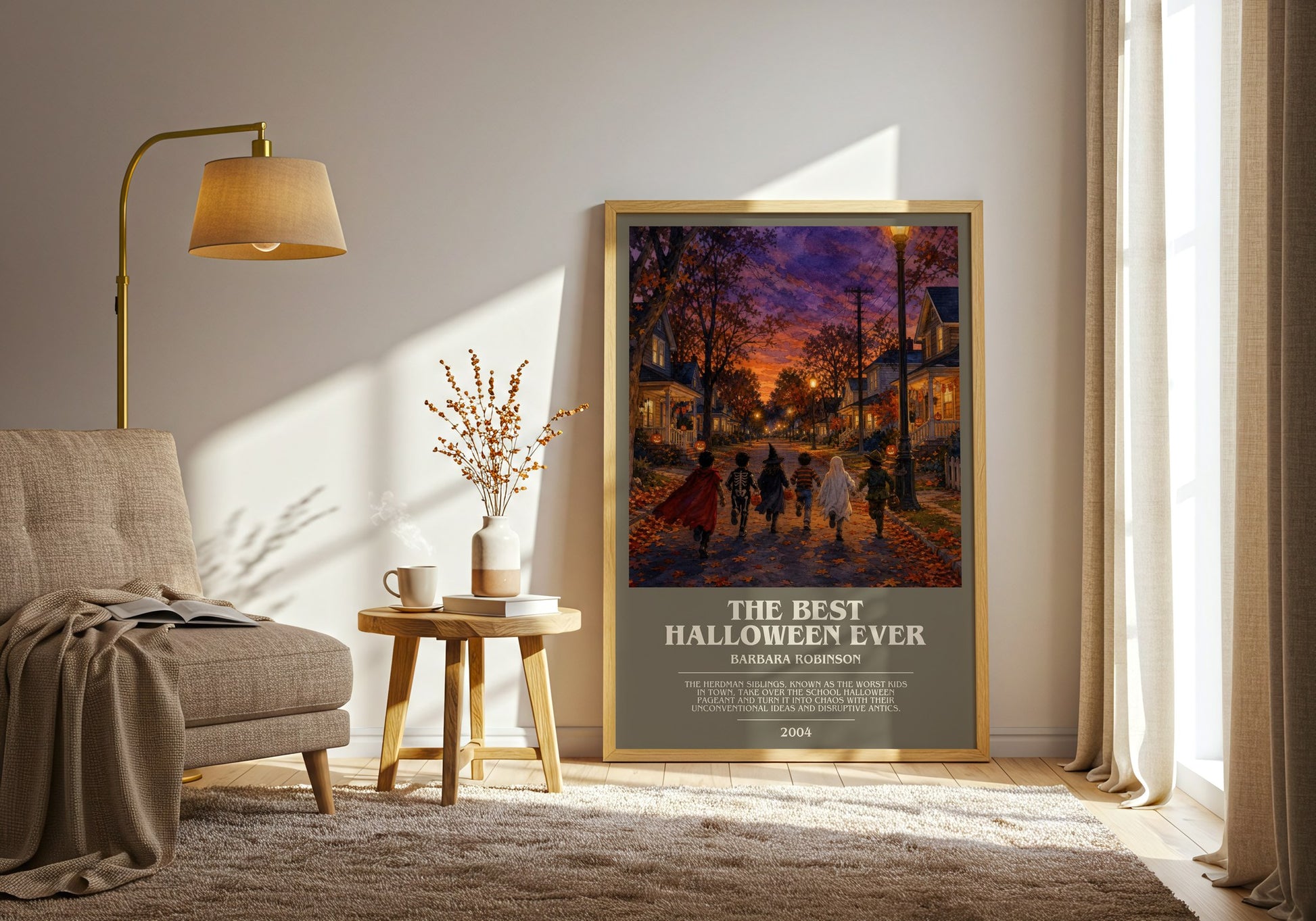 The Best Halloween Ever bookish print on bookshelf – Barbara Robinson fan gift
