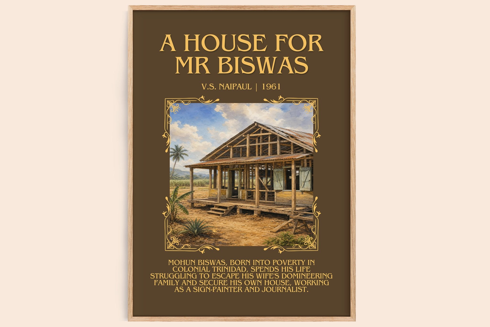A House for Mr Biswas Minimalist Book Poster by V.S. Naipaul