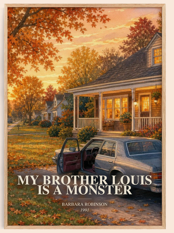 My Brother Louis Is A Monster watercolour book poster by Barbara Robinson – framed literary art print
