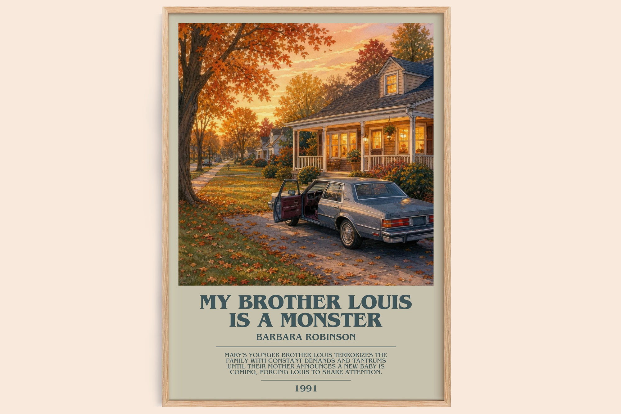 My Brother Louis Is A Monster bookish book poster by Barbara Robinson – framed literary art print