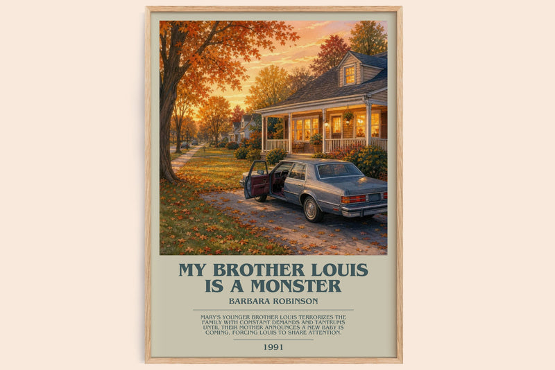 My Brother Louis Is A Monster bookish book poster by Barbara Robinson – framed literary art print