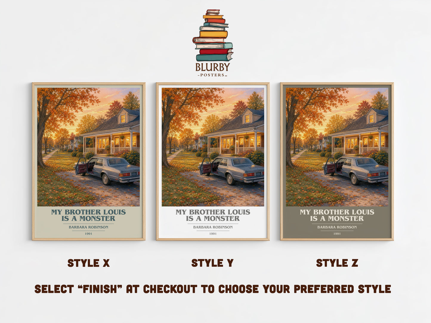 My Brother Louis Is A Monster book cover print in frame leaning in hallway – childrens wall art