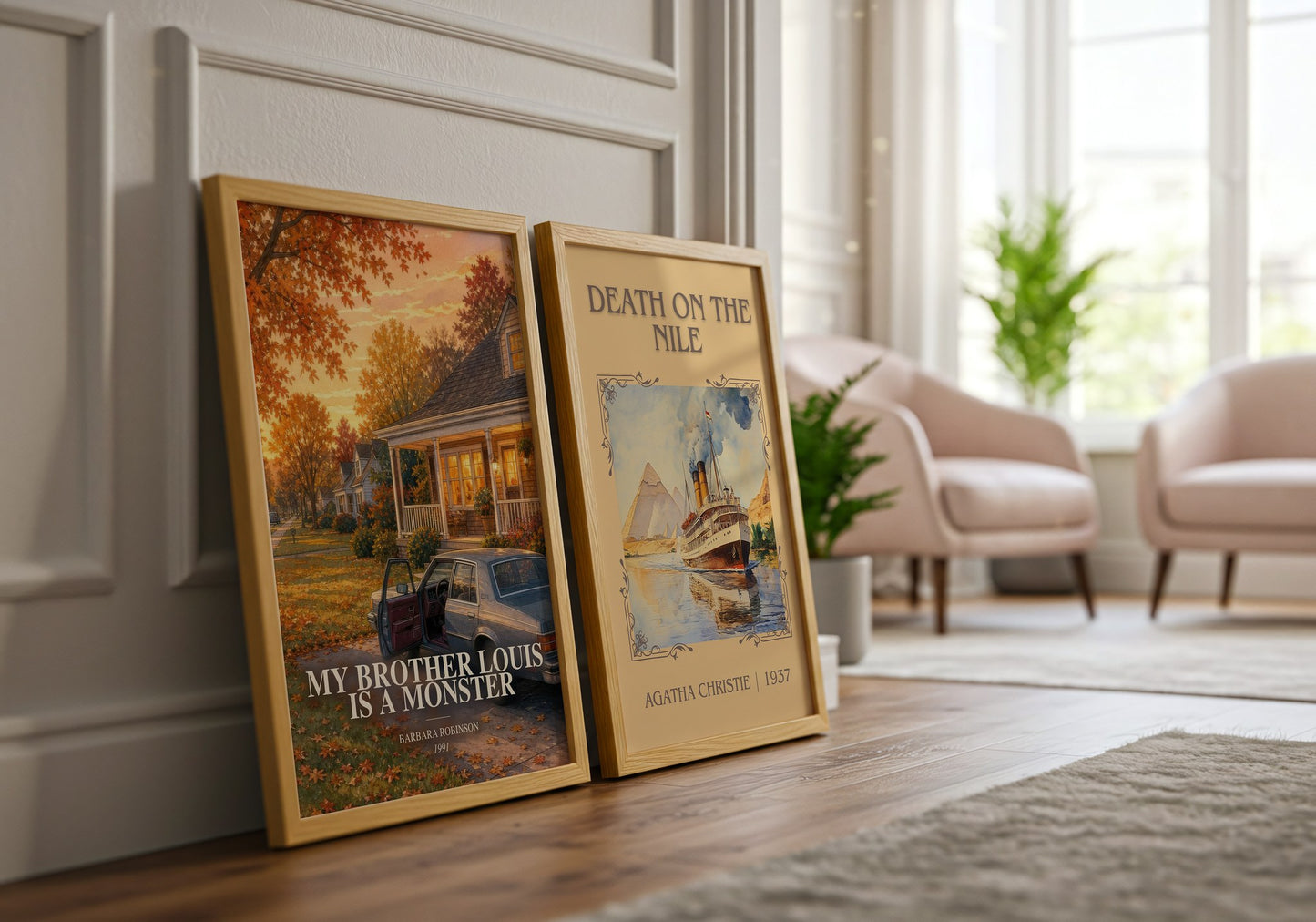 My Brother Louis Is A Monster watercolour print framed by window – literary home decor