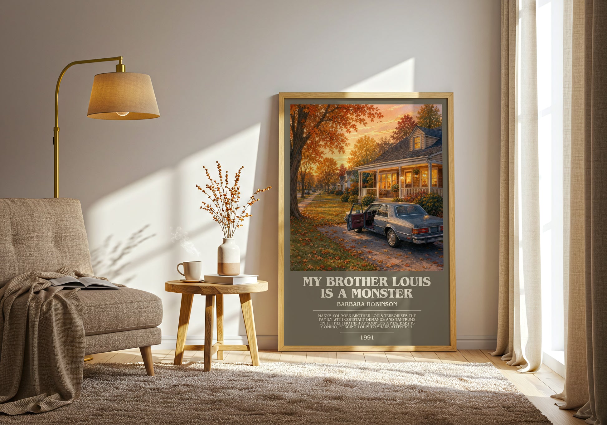 My Brother Louis Is A Monster bookish print on bookshelf – Barbara Robinson fan gift