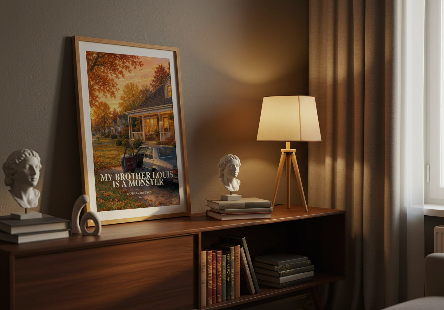 My Brother Louis Is A Monster watercolour print on bookshelf – Barbara Robinson fan gift