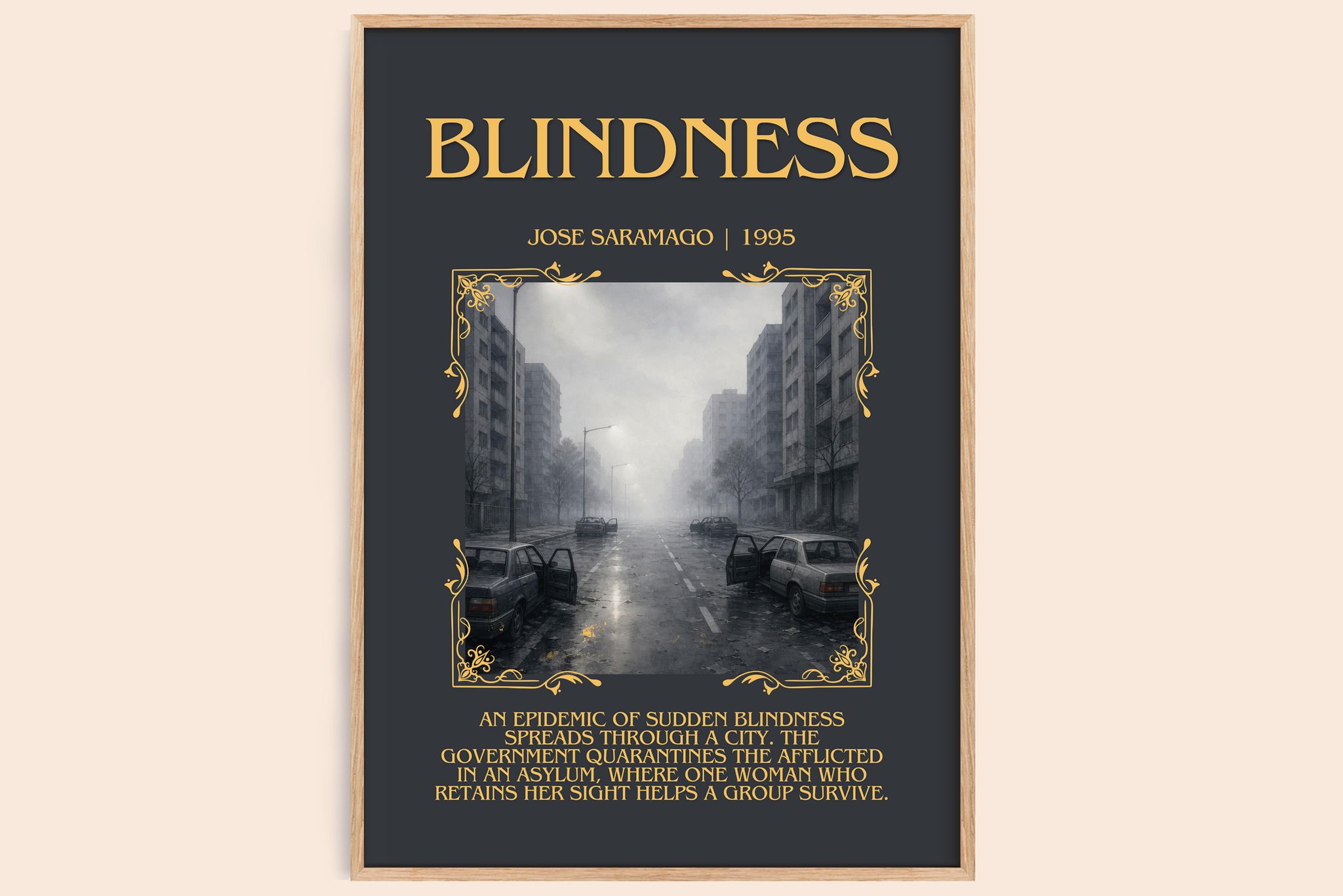 Blindness Minimalist Book Poster by José Saramago