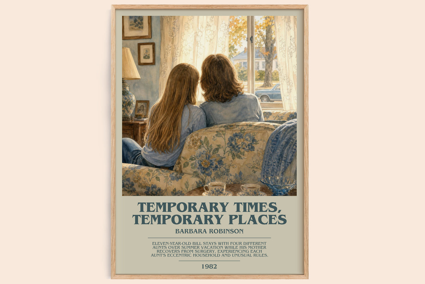 Temporary Times, Temporary Places bookish book poster by Barbara Robinson – framed literary art print