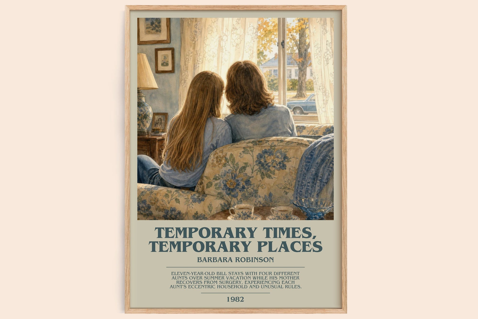 Temporary Times, Temporary Places bookish book poster by Barbara Robinson – framed literary art print