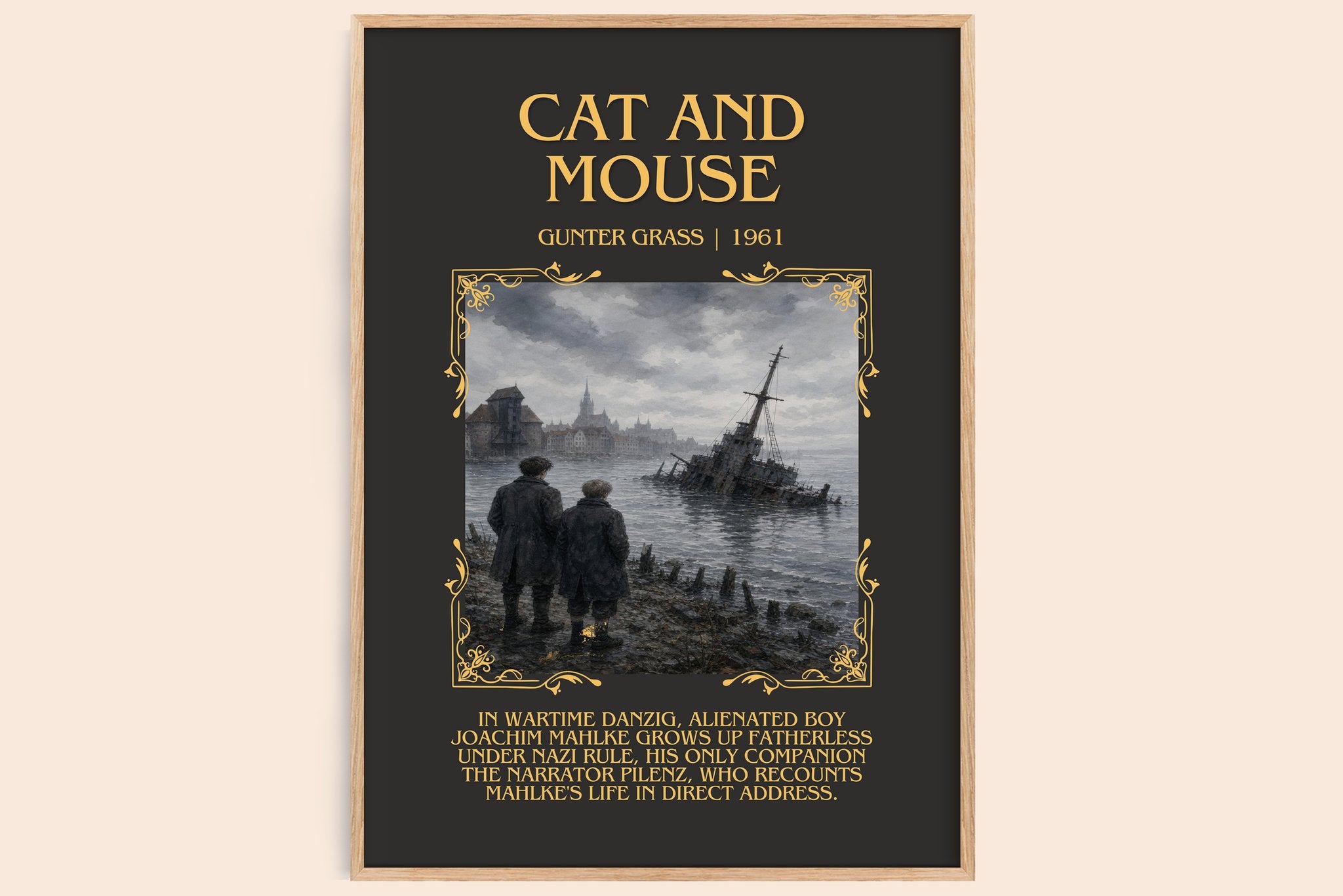Cat and Mouse Minimalist Book Poster by Günter Grass
